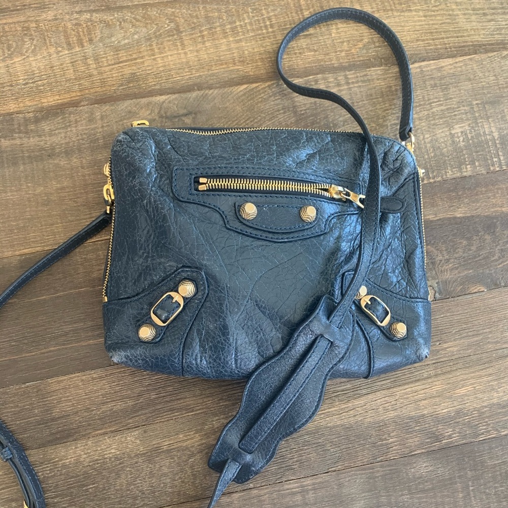 BALENCIAGA navy crossbody bag